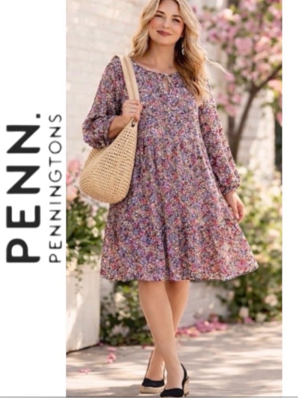 26W PENN Floral Flowy Dress with Shirred Cuff Sleeve from “In Every Story”